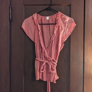 Tie Front Pink Blouse